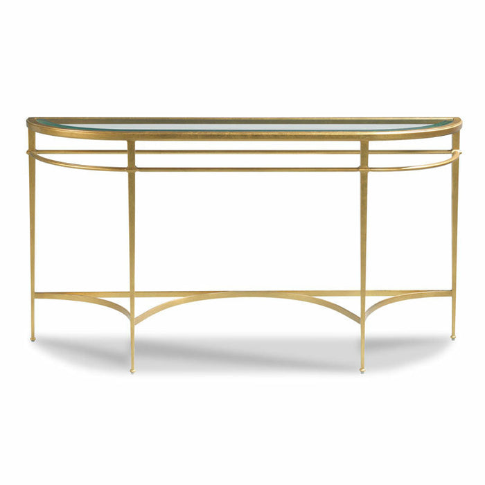 Woodbridge Furniture 60”W x 32"H Madeline Console Table Gold Leaf Finish with Antique Patina 3127-50