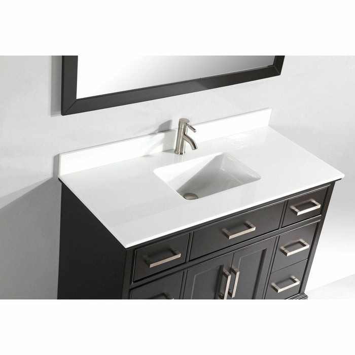 Vanity Art 48-Inch Single Sink Cabinet With Super White Phoenix Stone Vanity Top With Sink & Mirror VA1048