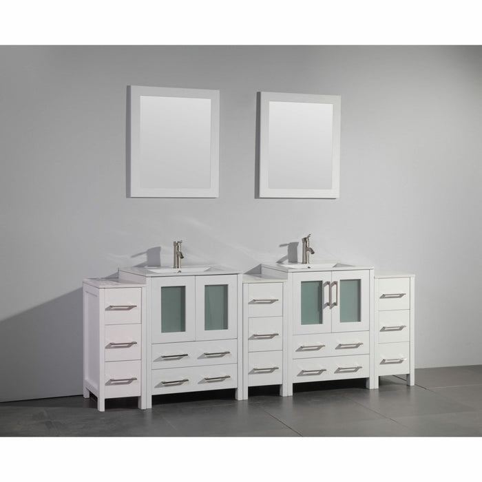 Vanity Art 84 Inch Vanity Cabinet With Ceramic Sinks & Mirrors - VA3024-84