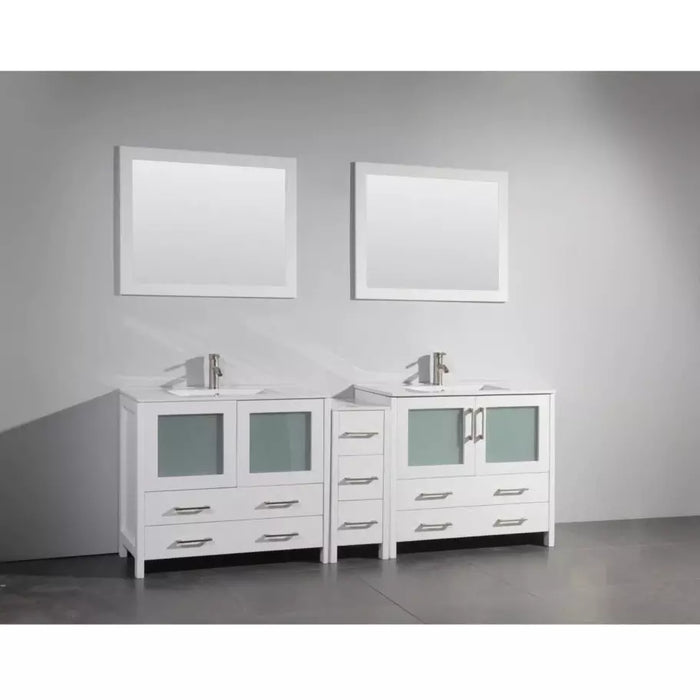 Vanity Art 84 Inch Vanity Cabinet With Ceramic Sinks & Mirrors Espresso VA3036-84