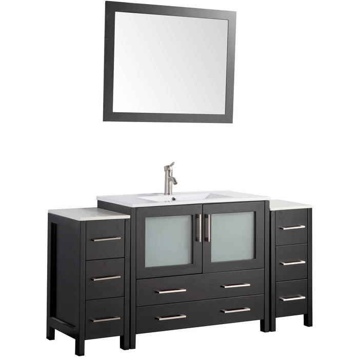 Vanity Art 60 Inch Vanity Cabinet With Ceramic Sink & Mirror VA3036-60