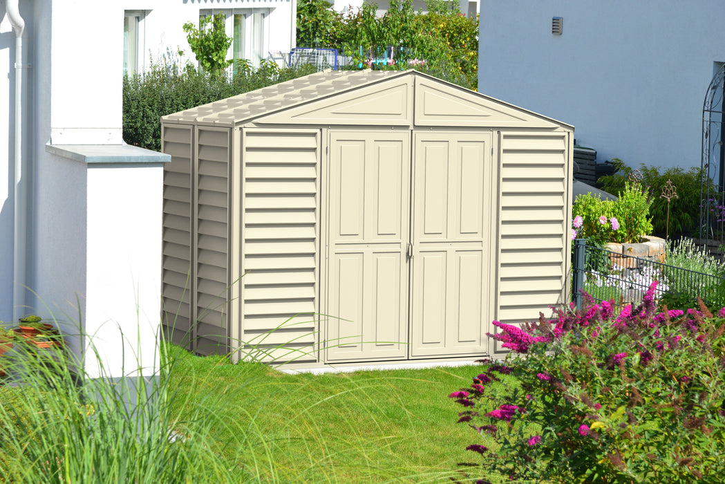 DURAMAX Woodbridge 10.5' x 5' Vinyl Storage Shed with Foundation 00283