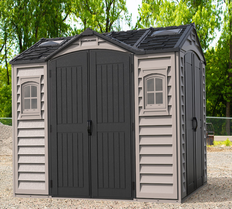 DURAMAX Woodbridge 10.5' x 8' Apex Vinyl Shed with Foundation Kit 40116