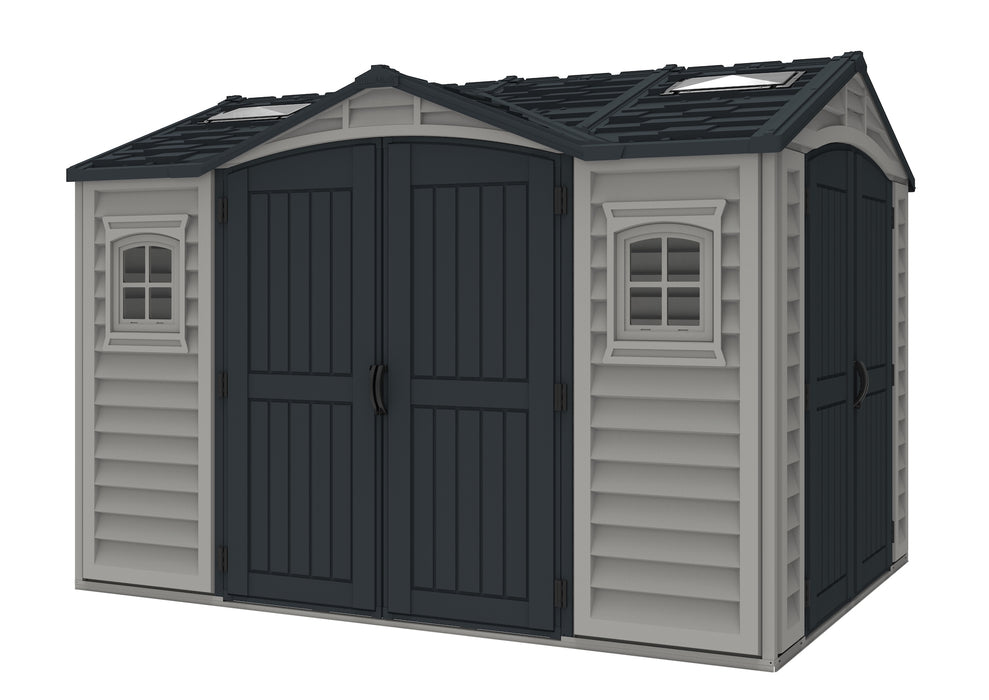 DURAMAX Woodbridge 10.5' x 8' Apex Vinyl Shed with Foundation Kit 40116