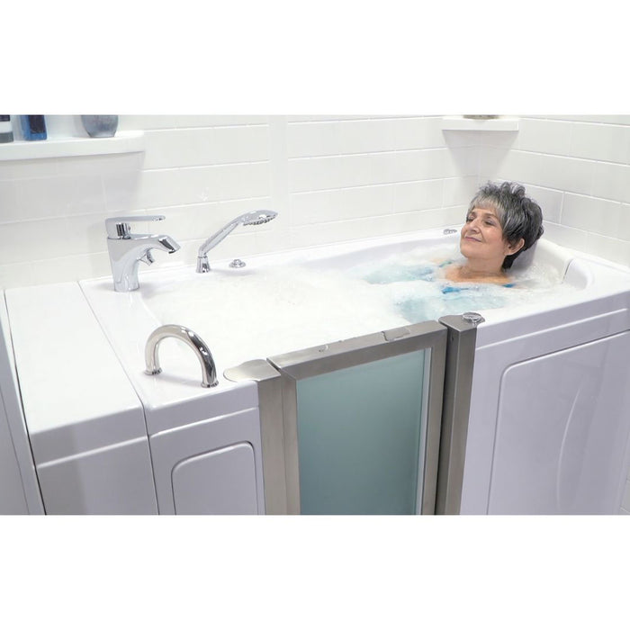 Ella Peitite 28"x52" Acrylic Hydro Massage Walk-In Bathtub with Left Inward Swing Door, 2 Piece Fast Fill Faucet, 2" Dual Drain H31672P