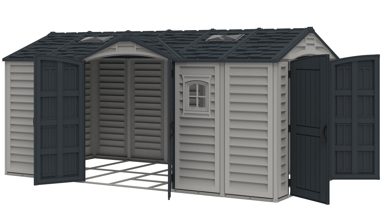 DURAMAX Woodbridge Woodbridge 15' x 8' Apex Vinyl Shed with Foundation Kit 40216