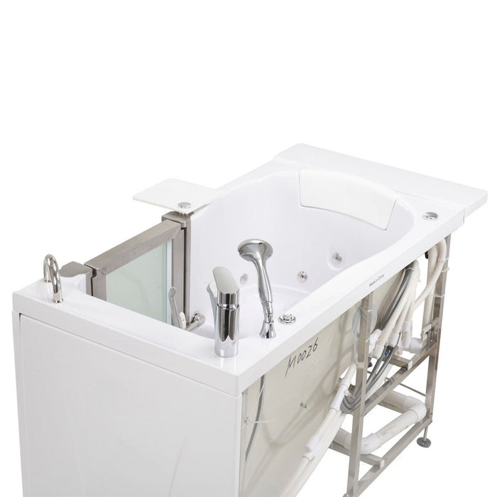 Ella Peitite 28"x52" Acrylic Hydro Massage Walk-In Bathtub with Right Inward Swing Door, 2 Piece Fast Fill Faucet, 2" Dual Drain H31682P