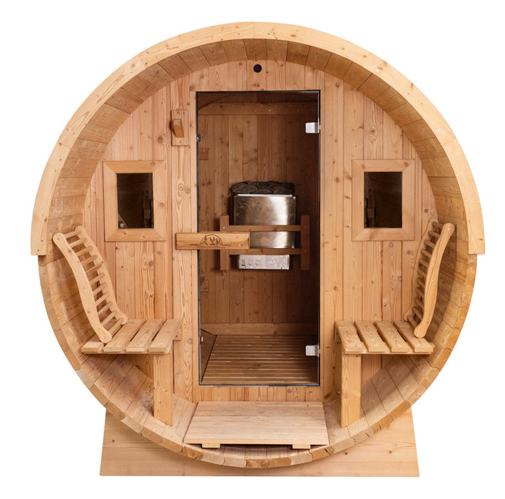 Backcountry Recreation 8 Ft Classic Thermowood Barrel Sauna With Porch - 4 Person