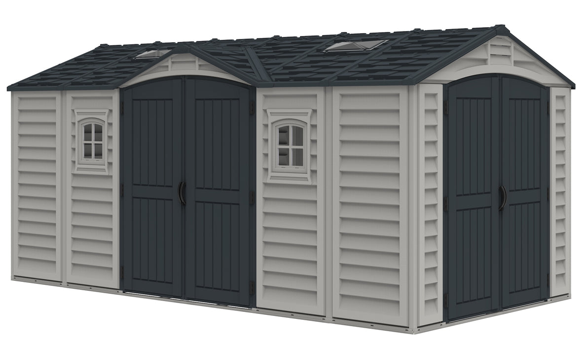 DURAMAX Woodbridge Woodbridge 15' x 8' Apex Vinyl Shed with Foundation Kit 40216