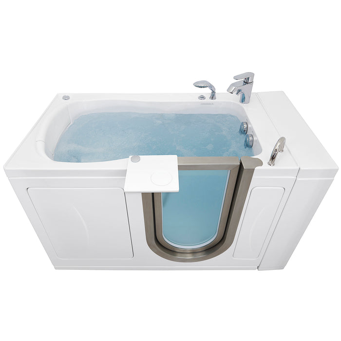 Ella Peitite 28"x52" Acrylic Hydro Massage Walk-In Bathtub with Right Inward Swing Door, 2 Piece Fast Fill Faucet, 2" Dual Drain H31682P