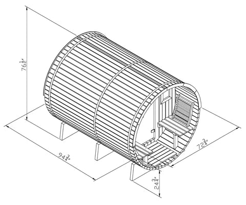 Backcountry Recreation 8 Ft Classic Thermowood Barrel Sauna With Porch - 4 Person