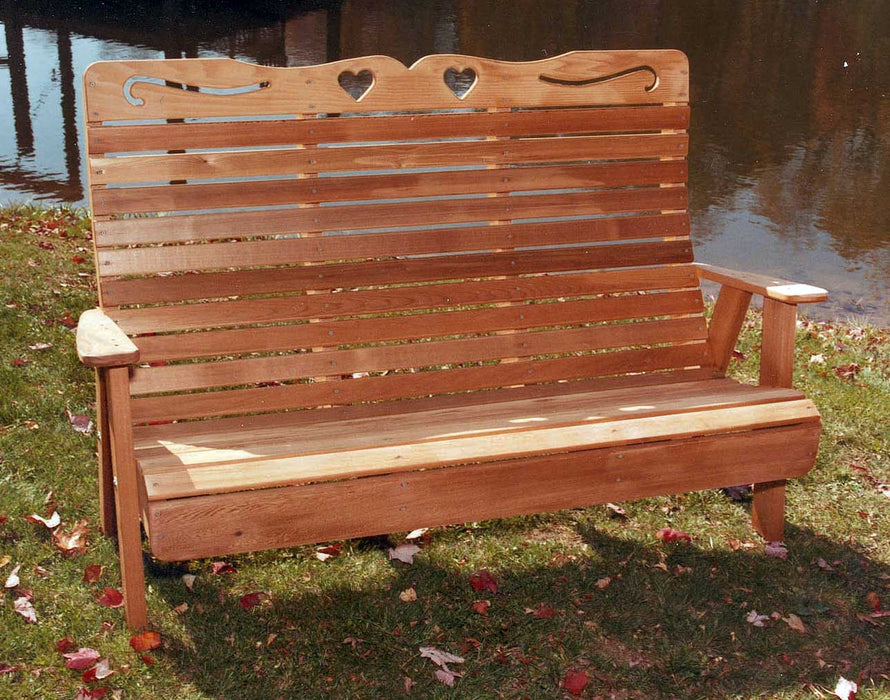 Creekvine Design Cedar Royal Country Hearts Garden Bench OPT