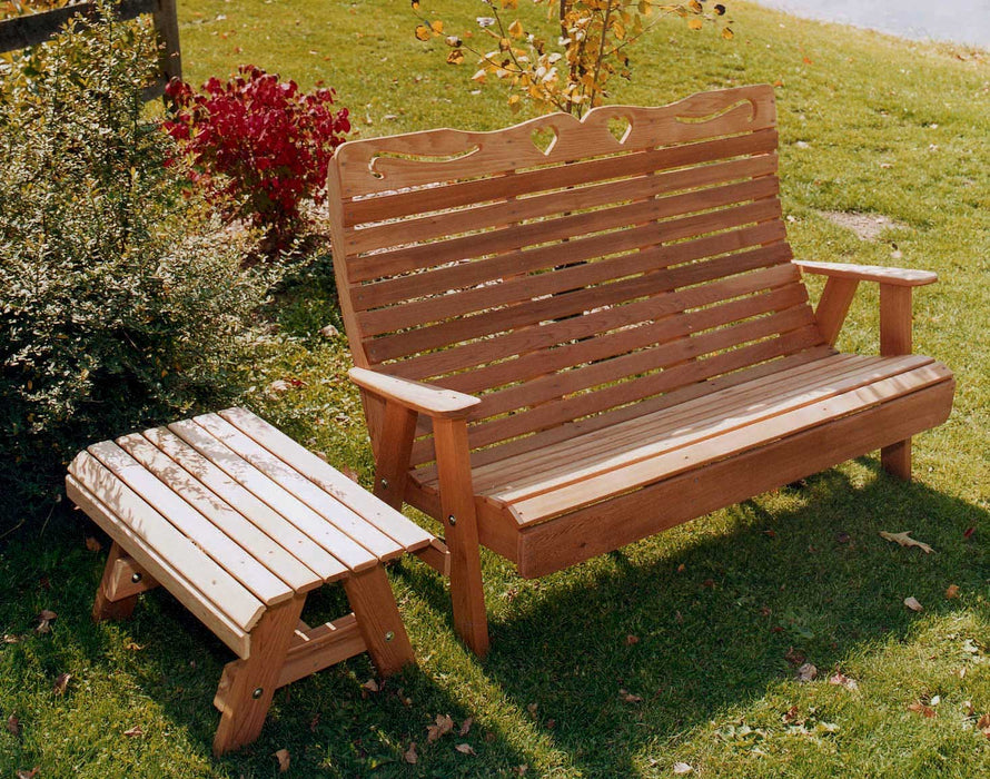 Creekvine Design Cedar Royal Country Hearts Garden Bench OPT