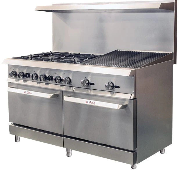 IKON 60.2" x 60" Range 60" - 6 burners - 24" Radiant Broiler IR-6B-24RB-60