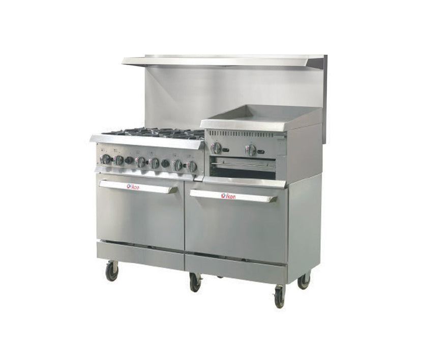 IKON 60.2" x 60" Range 60" - 6 burners - 24" Raised Griddle IR-6B-24RG-60