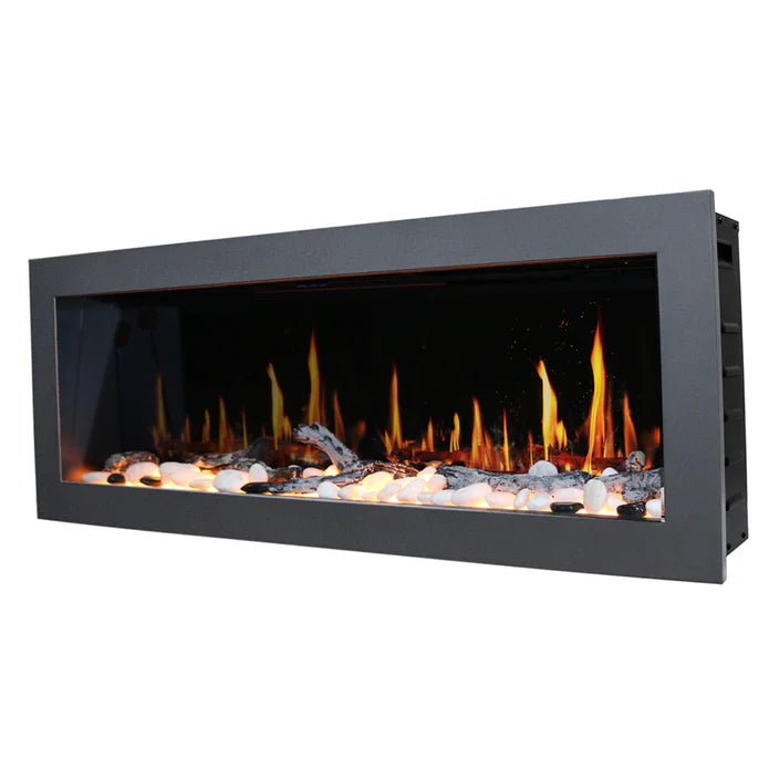 Litedeer Homes Latitude II 58" Smart Electric Fireplace with App Driftwood Log & River Rock - ZEF58V