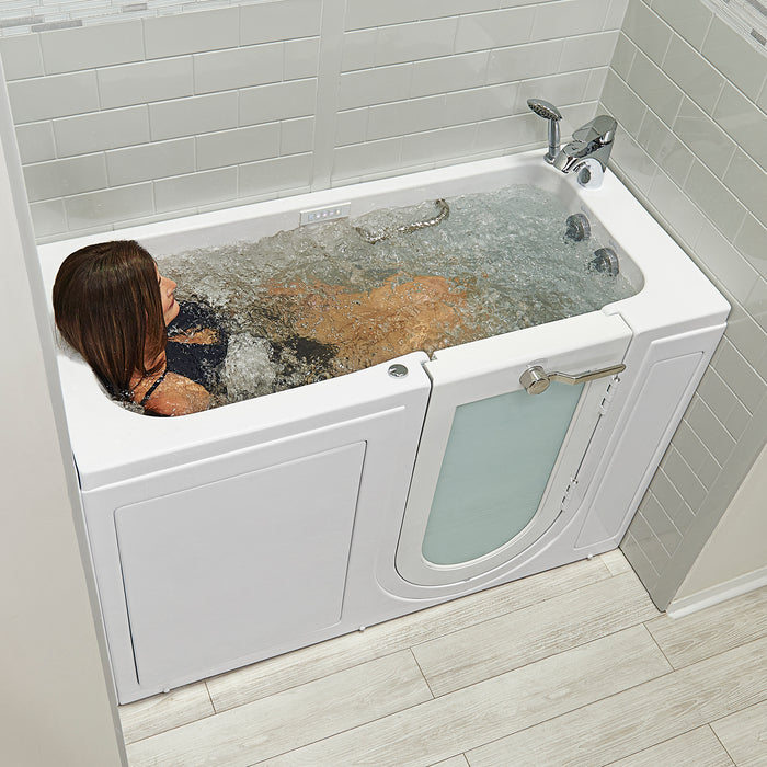 Ella's Bubbles Lounger 27"x60" Acrylic Air and Hydro Massage Walk-In Bathtub with Right Outward Swing Door, 2 Piece Fast Fill Faucet, 2" Dual Drain, Digital Controller OA2660D2PRD