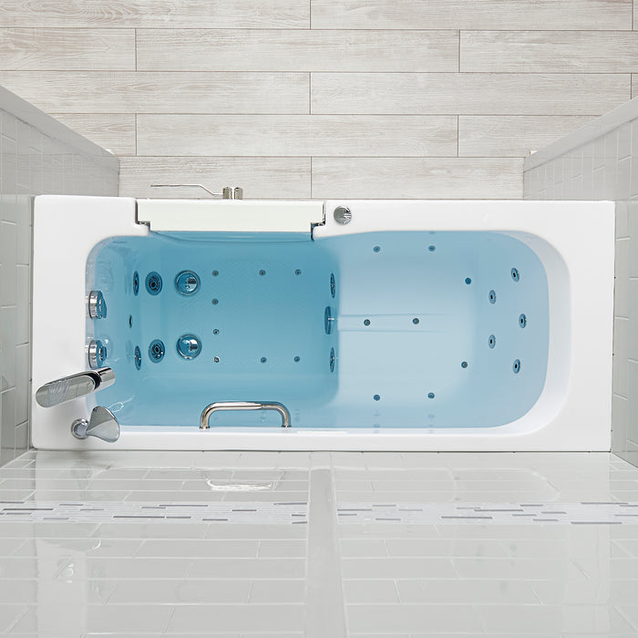 Ella's Bubbles Lounger 27"x60" Acrylic Air and Hydro Massage Walk-In Bathtub with Right Outward Swing Door, 2 Piece Fast Fill Faucet, 2" Dual Drain, Digital Controller OA2660D2PRD