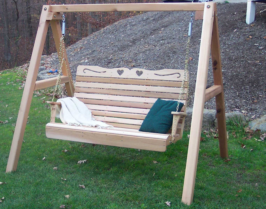 Creekvine Design Cedar Royal Country Hearts Porch Swing with Stand