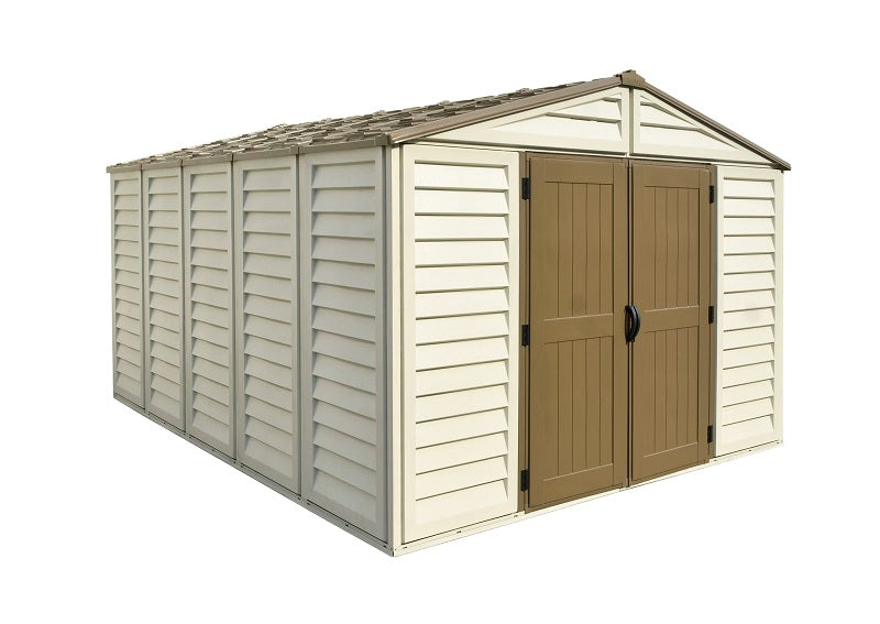 DURAMAX Woodbridge Plus 10.5' x 13' Vinyl Shed with Foundation 40234