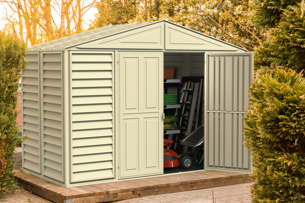 DURAMAX Woodbridge 10.5' x 5' Vinyl Storage Shed with Foundation 00283