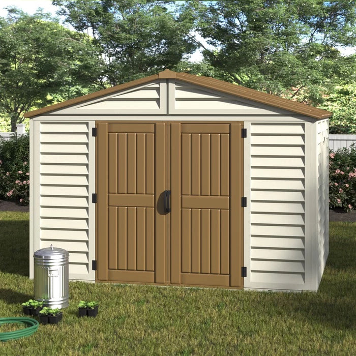 DURAMAX Woodbridge Plus 10.5' x 8' Vinyl Shed with Foundation 40214