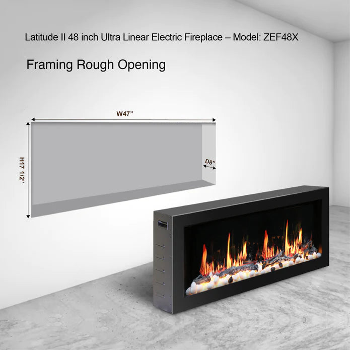 Litedeer Homes Gloria II 48" Smart Wall Mounted Electric Fireplace with App Driftwood Log & River Rock - ZEF48XS