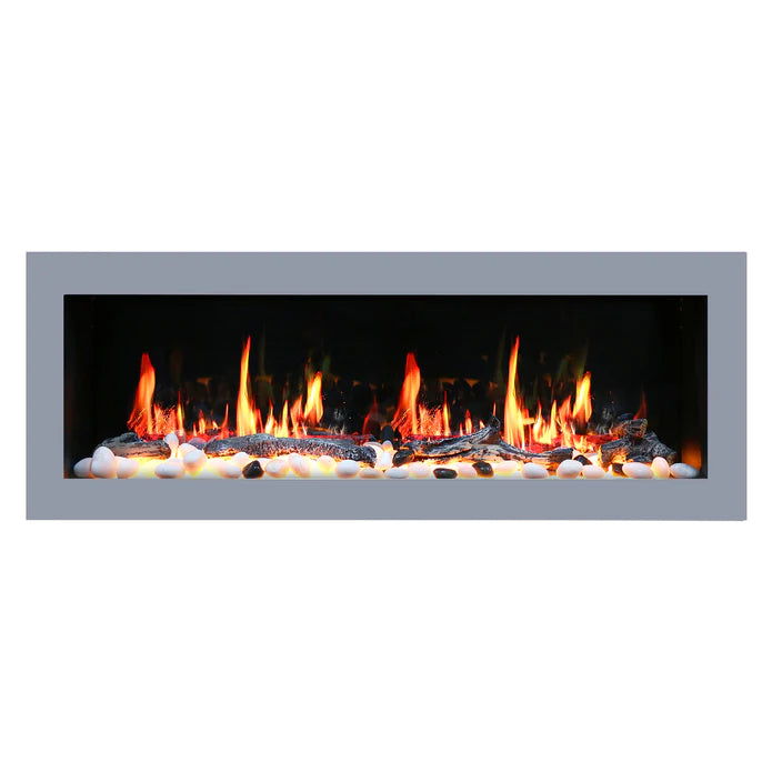 Litedeer Homes Gloria II 48" Smart Wall Mounted Electric Fireplace with App Driftwood Log & River Rock - ZEF48XS