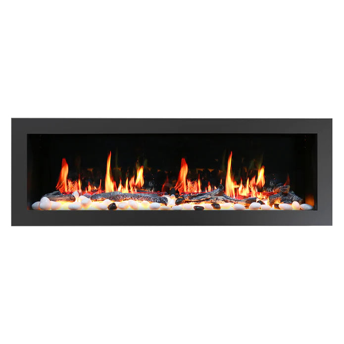 Litedeer Homes Latitude II 58" Smart Electric Fireplace with App Driftwood Log & River Rock - ZEF58V