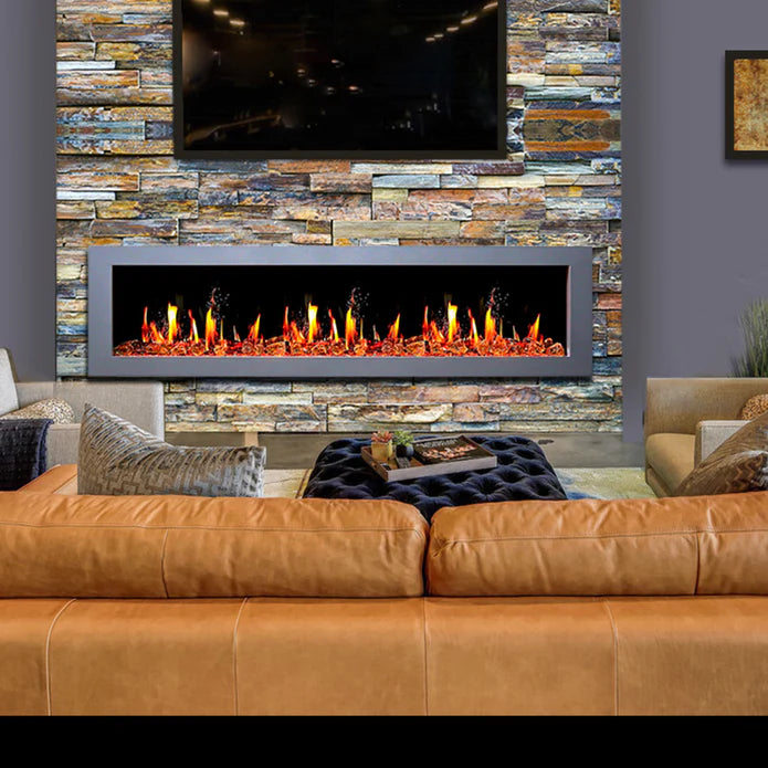 Litedeer Homes Gloria II 68" Smart Electric Fireplace with App Driftwood Log & River Rock - ZEF68XS