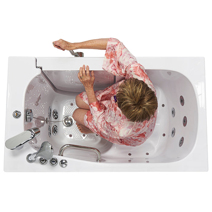 Ella's Bubbles Mobile 26"x45" Acrylic Air and Hydro Massage Walk-In Bathtub with Right Outward Swing Door, 2 Piece Fast Fill Faucet, 2"  Drain OA2645D2PR