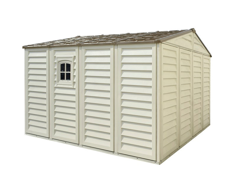 DURAMAX Woodbridge Plus 10.5' x 10' Vinyl Shed with Foundation 40224