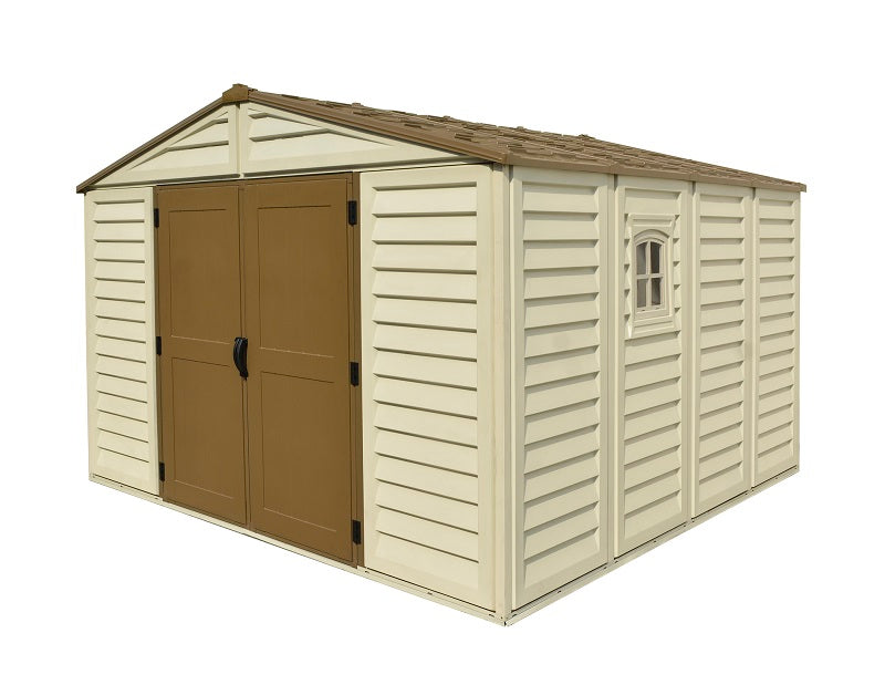 DURAMAX Woodbridge Plus 10.5' x 10' Vinyl Shed with Foundation 40224