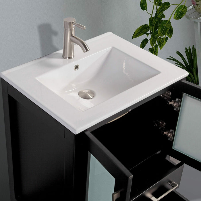 Vanity Art 24 Inch Vanity Cabinet With Ceramic Sink & Mirror VA3024