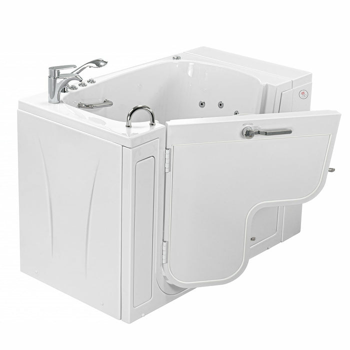 Ella's Bubbles Wheelchair Transfer 30"W x 52"L Acrylic Air and Hydro Massage Walk-In Bathtub with Outward Swing Door, Fast Fill Faucet, 2" Dual Drain OLA3052D