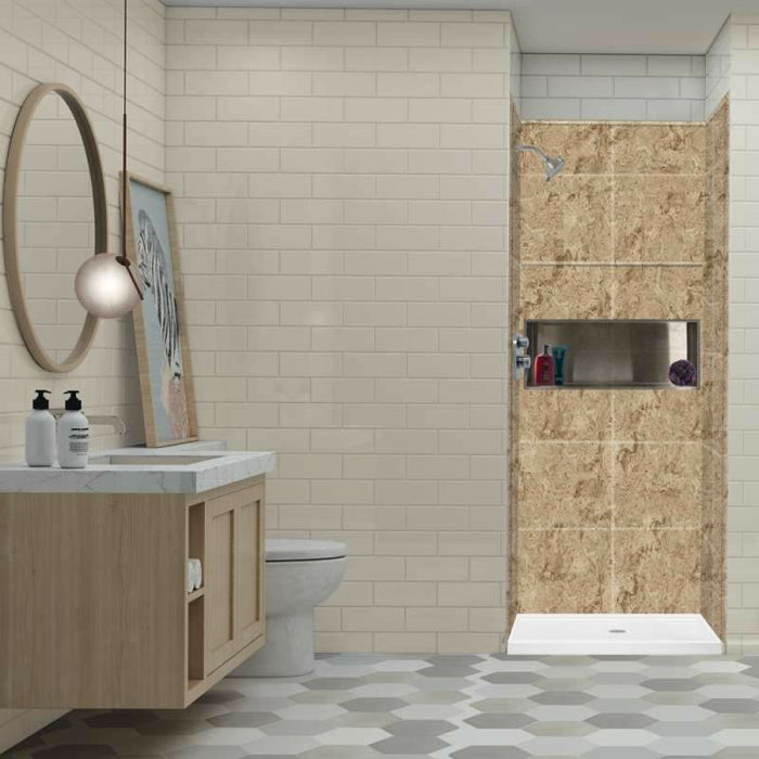 Transolid Studio 36-In X 36-In X 99-In Solid Surface Alcove Shower Kit with Extension RKWFX3667