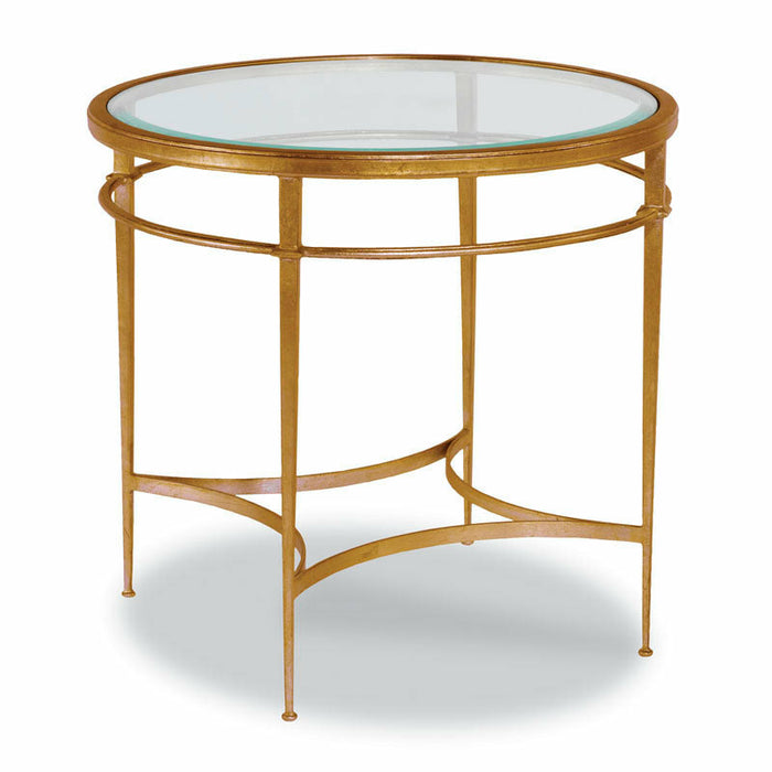 Woodbridge Furniture 30”W x 28"H Madeline Round Lamp Table Gold Leaf with Antique Patina Finish 1158-50