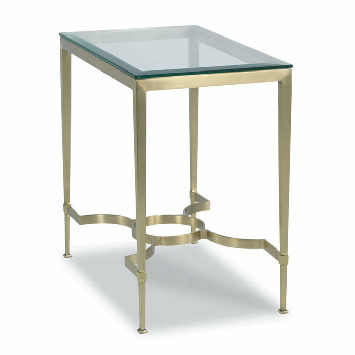 Woodbridge Furniture 15”W x 24"H Brass Martini Table Satin Brass Finish with Beveled Glass Top 1198-55