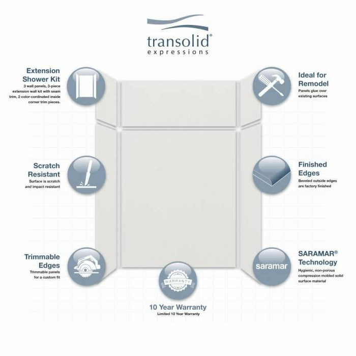 Transolid Expressions 60"x32"x96" Transition Shower/Tub Wall Kit EWKX60327224