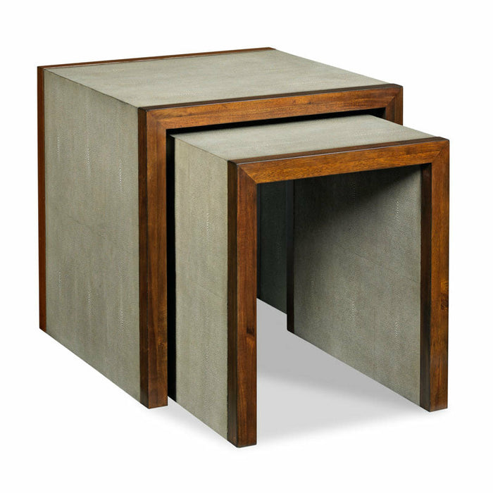 Woodbridge Furniture Savoye Nest of Tables, Lisse Finish with Faux Shagreen 1230-21