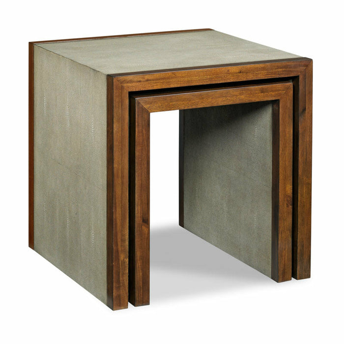 Woodbridge Furniture Savoye Nest of Tables, Lisse Finish with Faux Shagreen 1230-21