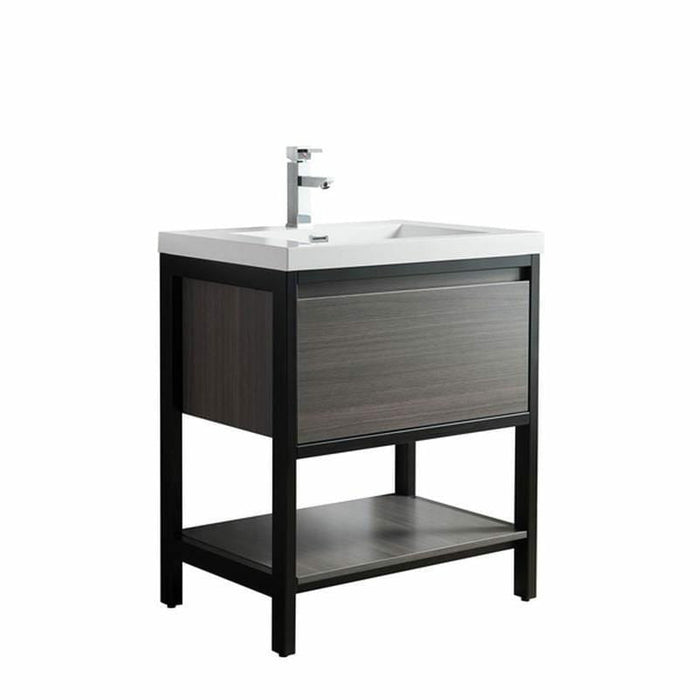 Moreno Bath Lake 30 Inch Freestanding Modern Vanity With Matte Black Stainless Steel Frame Lake30FSMB