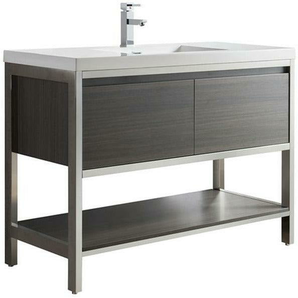 Moreno Bath Lake 48 Inch  Freestanding Modern Vanity with Chrome Stainless Steel Frame Lake48FSGB