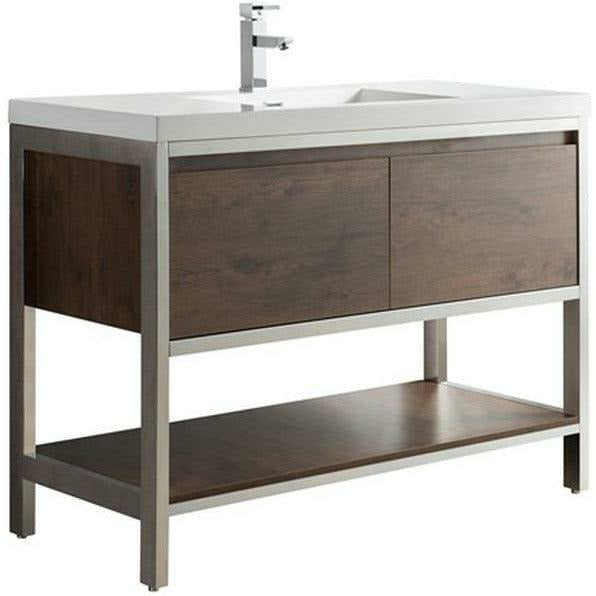 Moreno Bath Lake 48 Inch  Freestanding Modern Vanity with Chrome Stainless Steel Frame Lake48FSGB