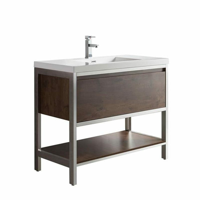 Moreno Bath Lake 42 Inch Freestanding Modern Vanity With Chrome Stainless Steel Frame Lake42FSGB