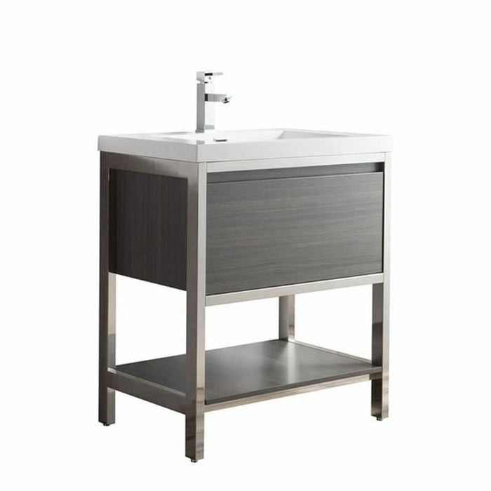 Moreno Bath Lake 30 Inch Freestanding Modern Vanity With Chrome Stainless Steel Frame Lake30FSGB