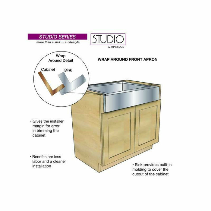 Transolid Studio Stainless Steel 26-In Undermount Kitchen Sink PUSB261911