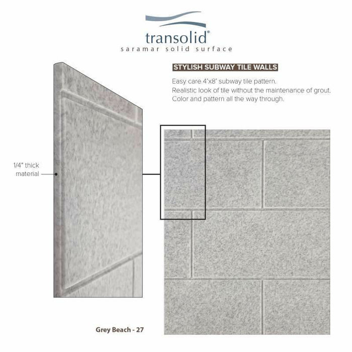 Transolid SaraMar 36-In X 48-In X 96-In Glue To Wall 3-Piece Shower Wall Kit SWK483696