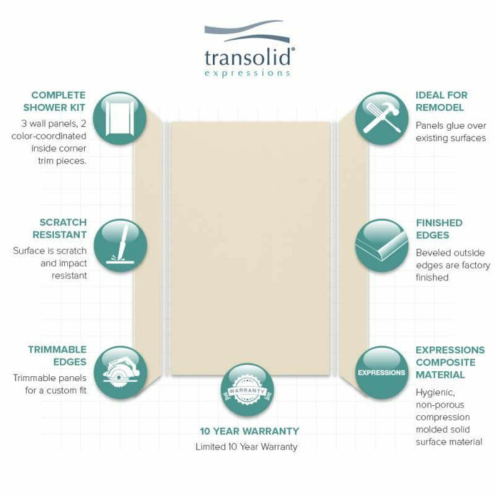 Transolid Expressions 32-In X 60-In X 96-In Glue To Wall Tub/Shower Wall Kit EWK603296