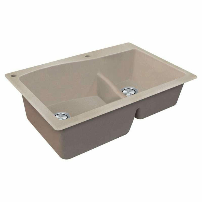 Transolid Aversa 33in X 22in SilQ Granite Drop-In Double Bowl Kitchen Sink ATDA3322